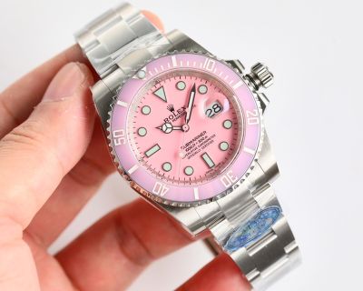ROLEX Submariner Pink Face 904L Steel 3135 Movement Watch